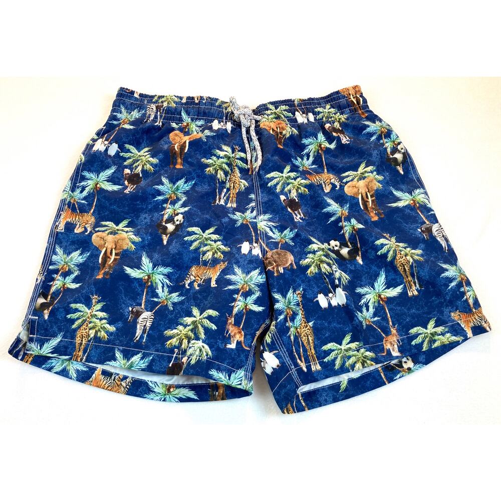 Swim Trunks Sorts Michael's NWT Blue Animal/Jungle Print L